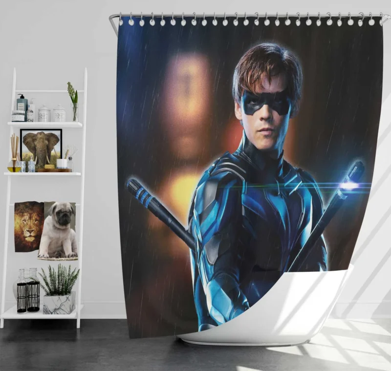 Titans TV Show: Nightwing Takes Center Stage Shower Curtain