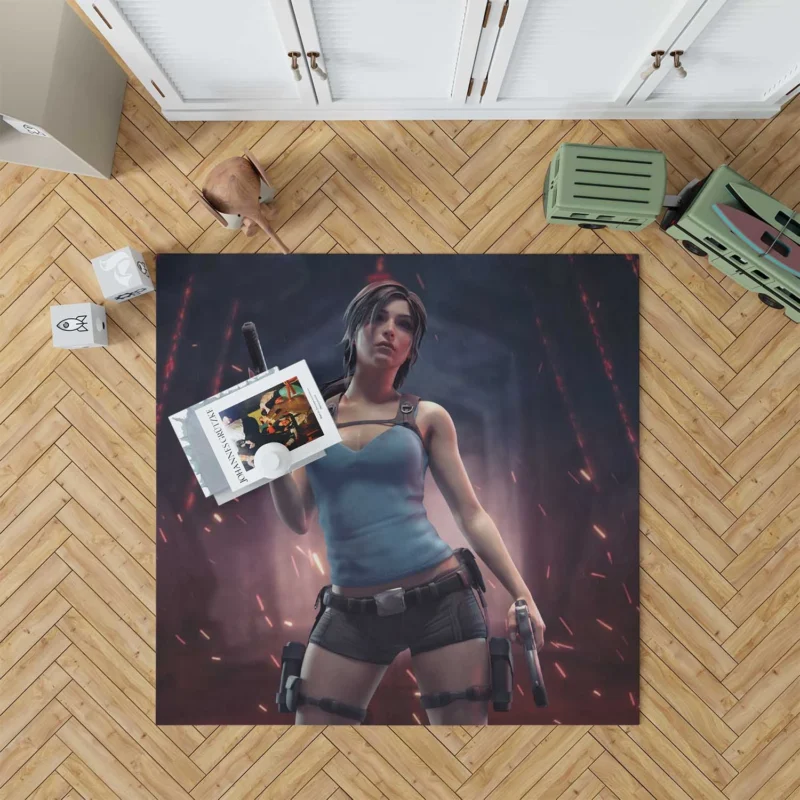 Tomb Raider Game with Lara Croft Floor Rug