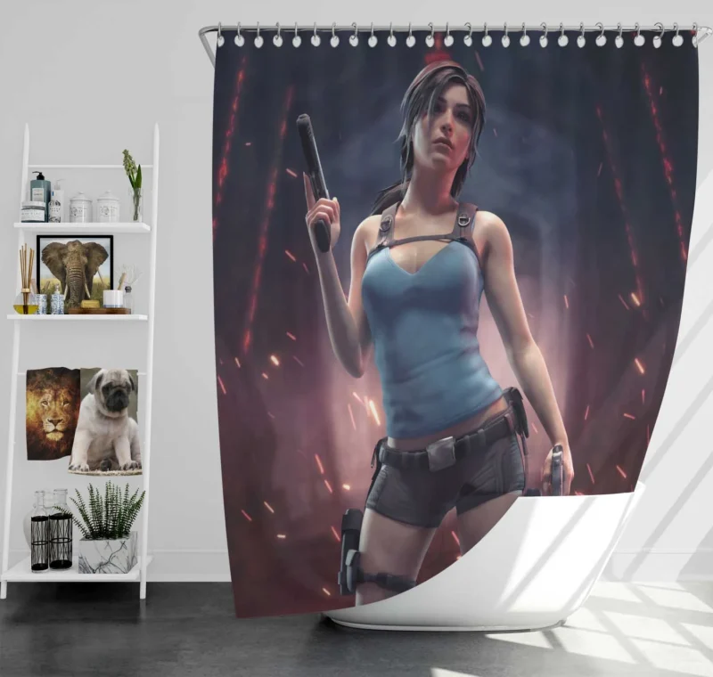 Tomb Raider Game with Lara Croft Shower Curtain