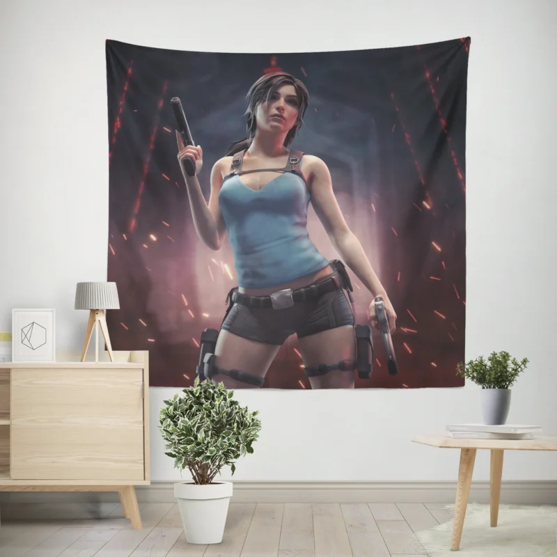 Tomb Raider Game with Lara Croft  Wall Tapestry