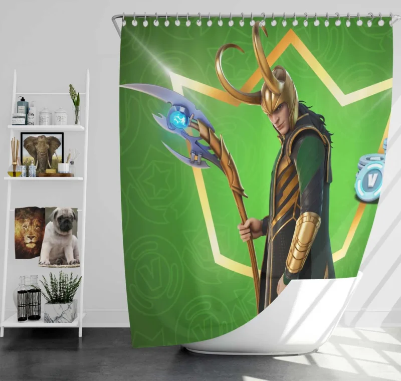 Unlock Loki in Fortnite: God of Mischief Shower Curtain