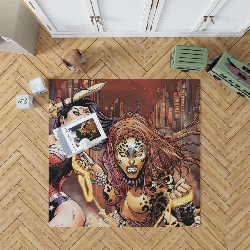 Wonder Woman vs. Cheetah: A Clash of Titans Floor Rug