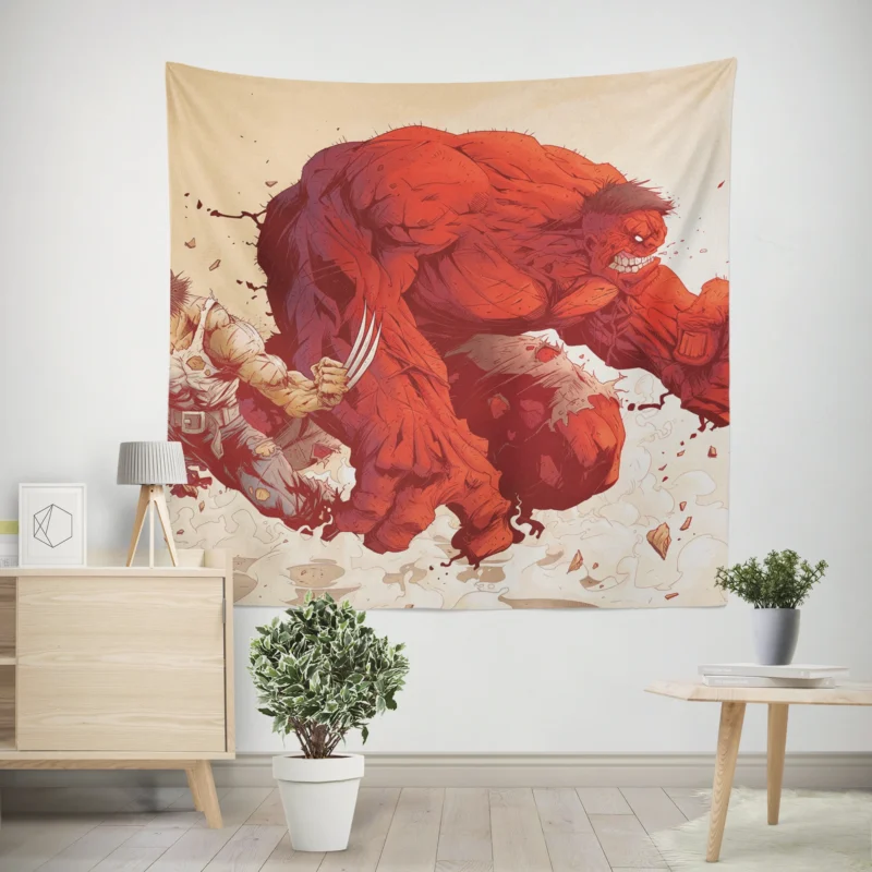 X-Men Comics: The Unstoppable Red Hulk  Wall Tapestry