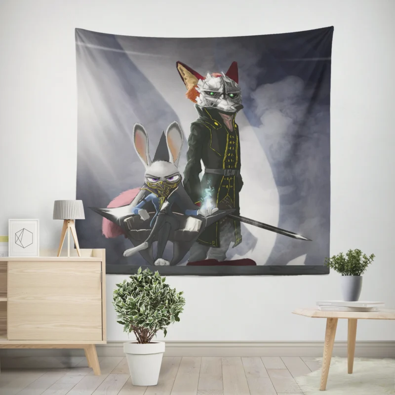 Zootopia Crossover: Judy Hopps and Nick Wilde  Wall Tapestry