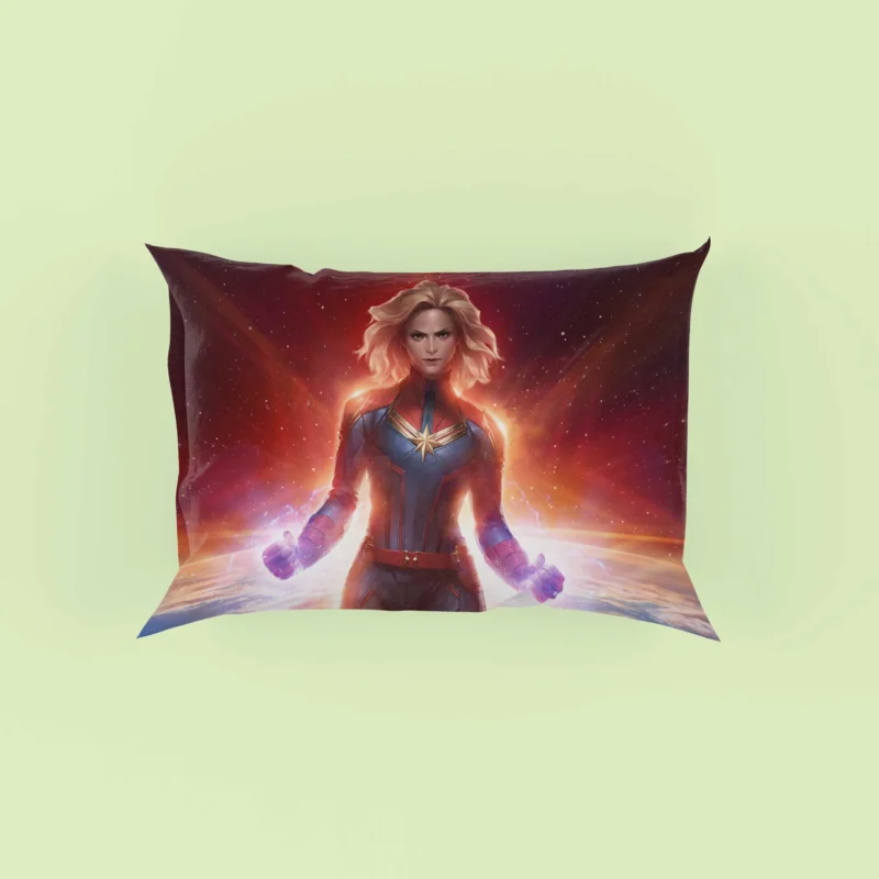 Captain Marvel Comics: Blonde-Haired Heroine Pillow Case
