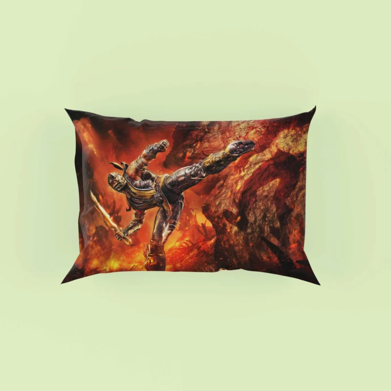Scorpion in Mortal Kombat: Embrace the Fire of Combat Pillow Case