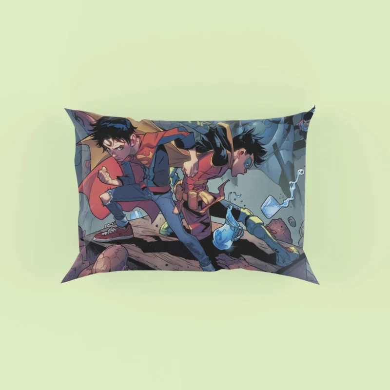 Superboy and Robin in DC Super-Sons Comics Pillow Case
