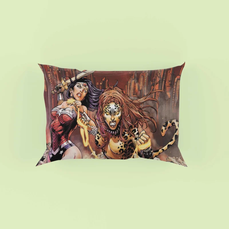 Wonder Woman vs. Cheetah: A Clash of Titans Pillow Case