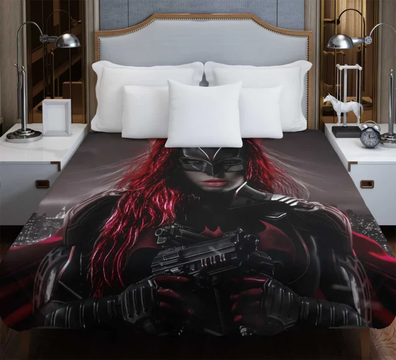 Batwoman TV Show: Masked Hero with Armor and Weapons Duvet Cover