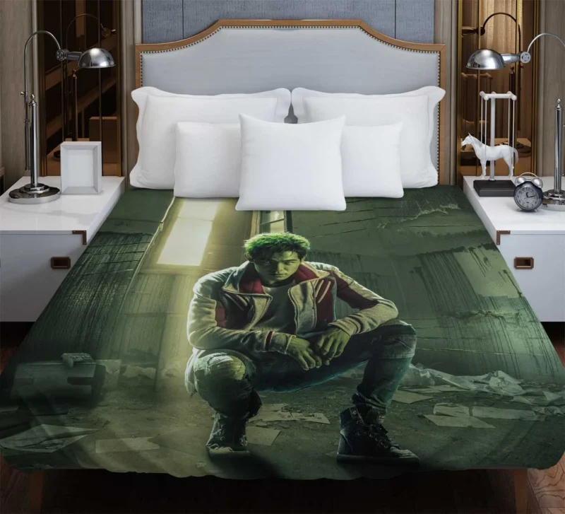 Beast Boy in Titans: Transformation and Teamwork Duvet Cover