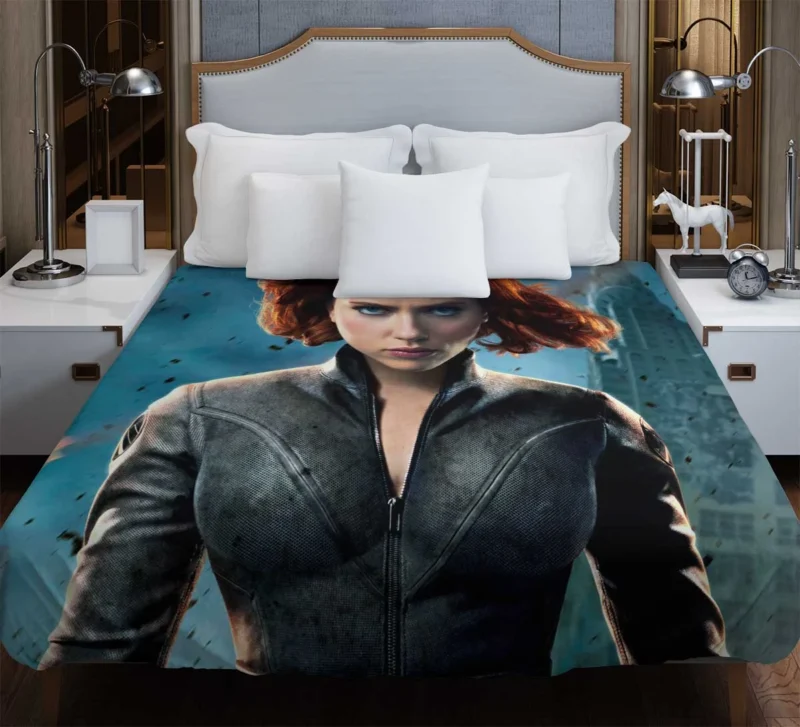 Black Widow Heroic Role in The Avengers Duvet Cover