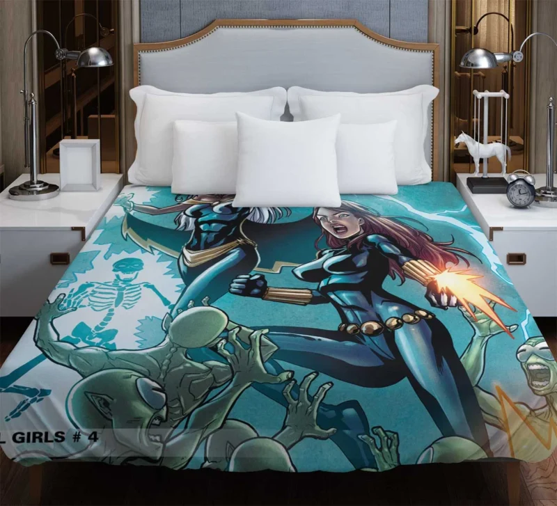 Black Widow & Storm: Marvel Powerful Duo Duvet Cover
