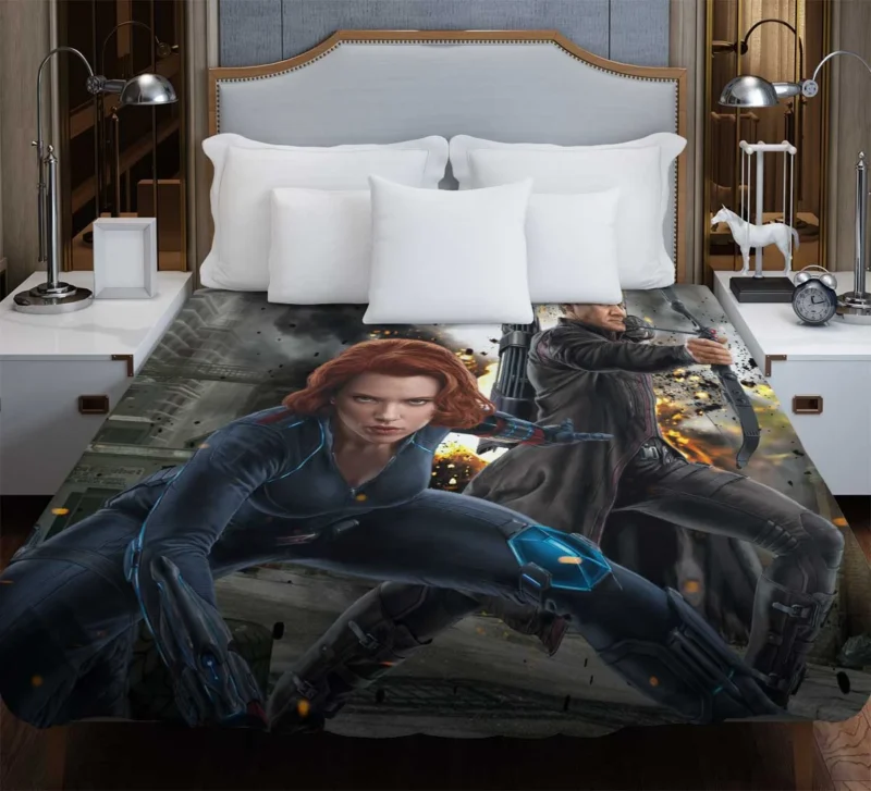 Black Widow and Hawkeye in Avengers: Age of Ultron Duvet Cover