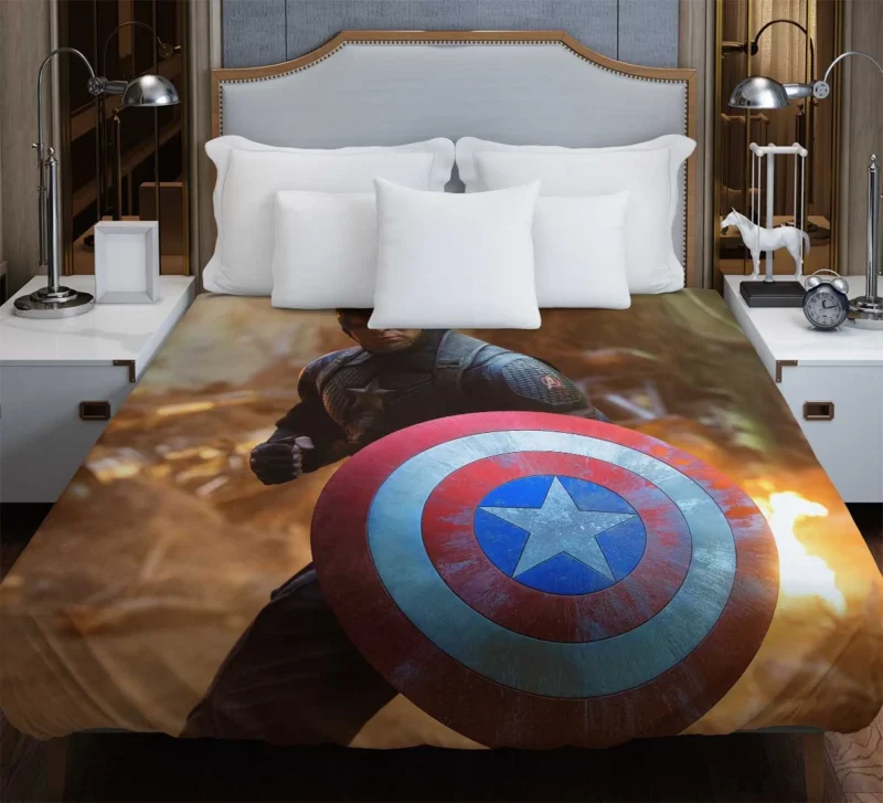 Captain America Heroic Stand in Avengers Endgame Duvet Cover