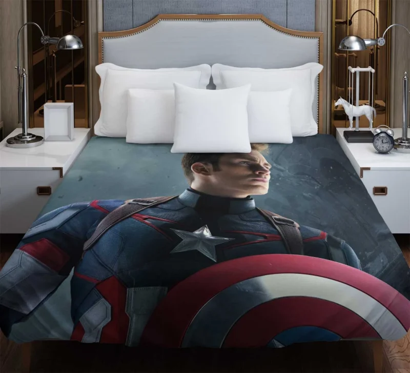Captain America Leads in Avengers: Age of Ultron Duvet Cover