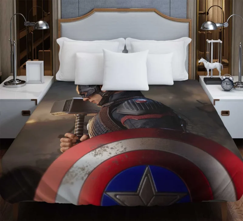 Captain America Mjölnir Moment in Avengers Endgame Duvet Cover
