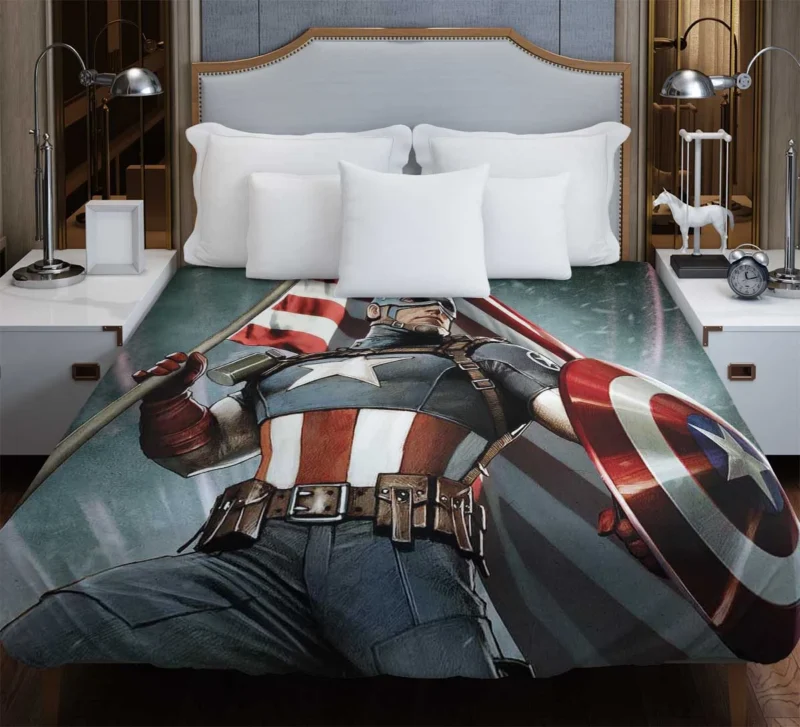 Captain America Wallpaper: Heroic Display Duvet Cover