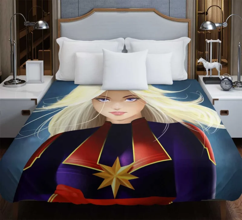 Captain Marvel Comics: Blonde-Haired Marvel Heroine Duvet Cover