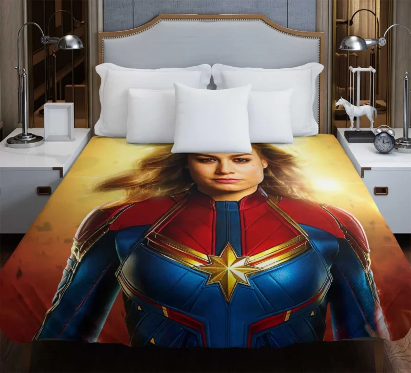 Captain Marvel Movie: Brie Larson Cosmic Adventure Duvet Cover