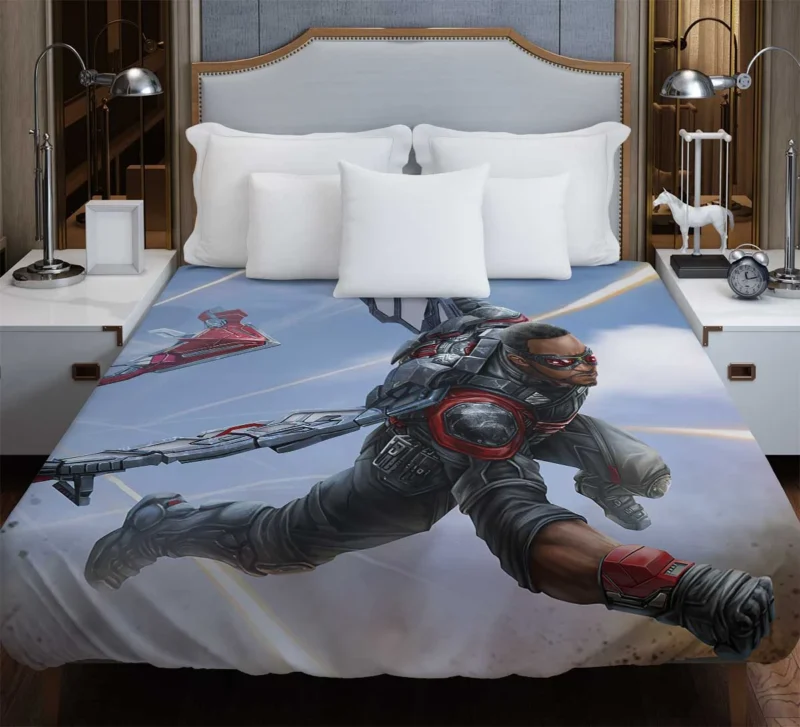 Discovering the Heroic Feats of Falcon in Comics Duvet Cover