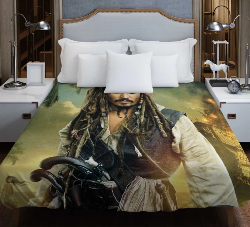 Johnny Depp Iconic Jack Sparrow in Pirates of the Caribbean Duvet Cover