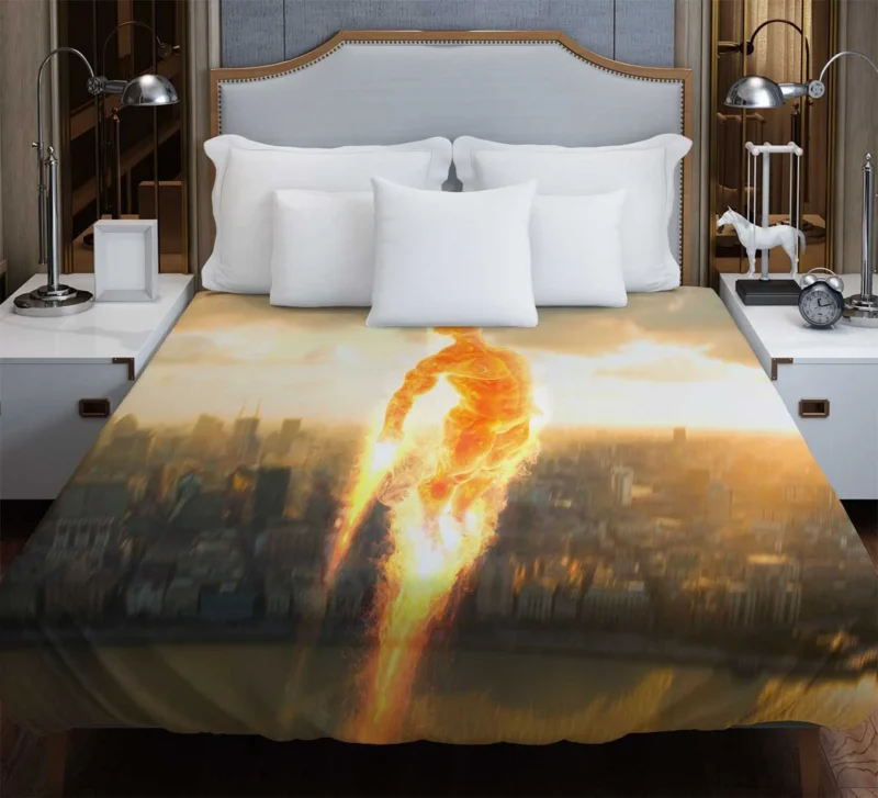 Johnny Storm as Human Torch in Comics Duvet Cover
