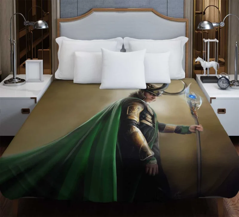 Loki: The Norse God of Mischief in The Avengers Duvet Cover