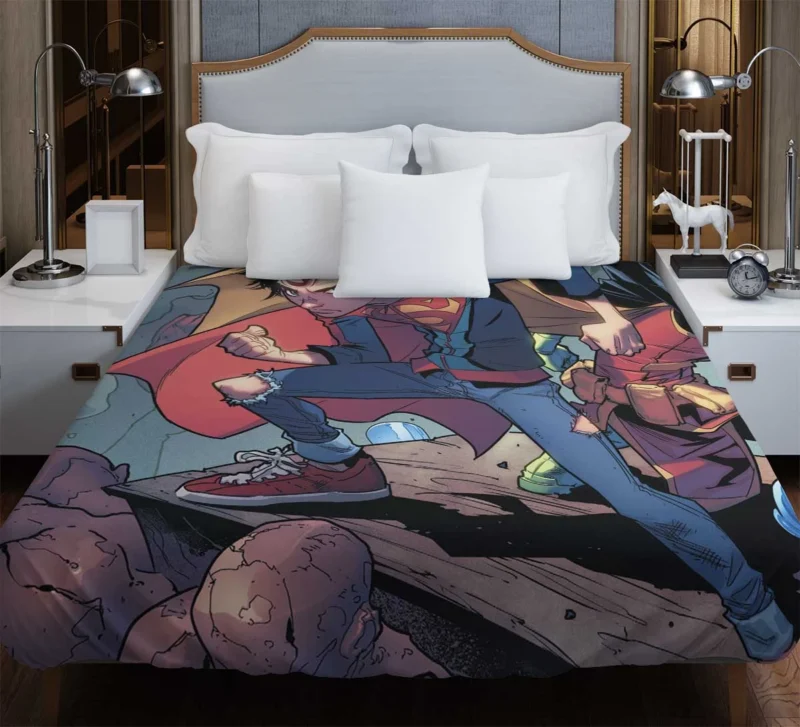 Superboy and Robin in DC Super-Sons Comics Duvet Cover