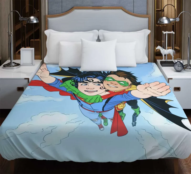 Superboy and Robin in Super-Sons Comics Duvet Cover