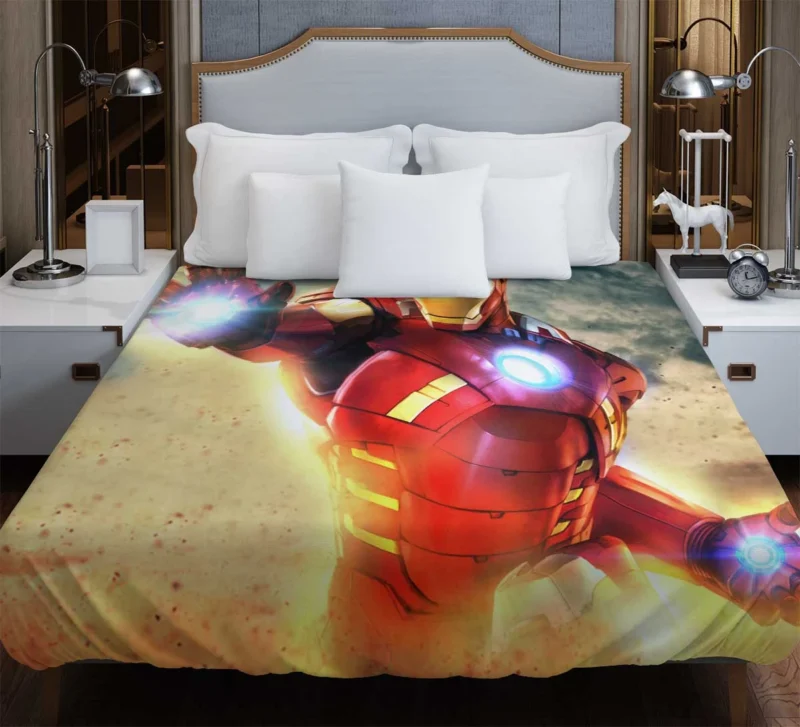 The Avengers: Assemble with Iron Man in Action Duvet Cover